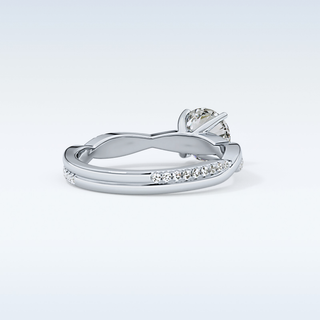 1.03 CT Criss Cross & Pave Engagement Ring Featuring Round Moissanite