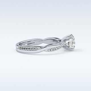 1.03 CT Criss Cross & Pave Engagement Ring Featuring Round Moissanite