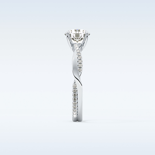 1.03 CT Criss Cross & Pave Engagement Ring Featuring Round Moissanite