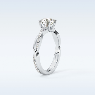 1.03 CT Criss Cross & Pave Engagement Ring Featuring Round Moissanite