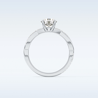 1.03 CT Criss Cross & Pave Engagement Ring Featuring Round Moissanite