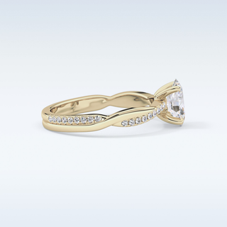 0.83 CT Criss Cross & Pave Engagement Ring Featuring Oval Moissanite
