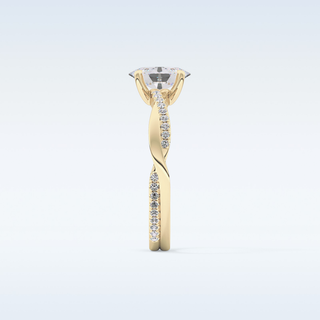 0.83 CT Criss Cross & Pave Engagement Ring Featuring Oval Moissanite