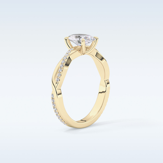 0.83 CT Criss Cross & Pave Engagement Ring Featuring Oval Moissanite
