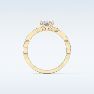 0.83 CT Criss Cross & Pave Engagement Ring Featuring Oval Moissanite