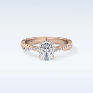 0.83 CT Criss Cross & Pave Engagement Ring Featuring Oval Moissanite