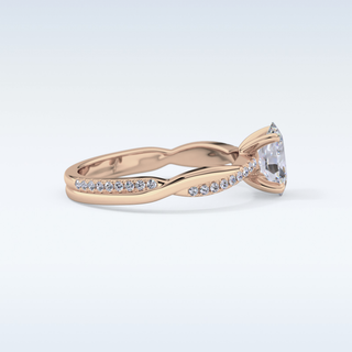 0.83 CT Criss Cross & Pave Engagement Ring Featuring Oval Moissanite