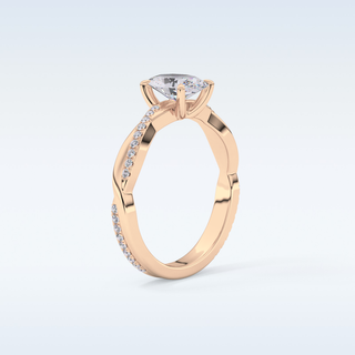 0.83 CT Criss Cross & Pave Engagement Ring Featuring Oval Moissanite