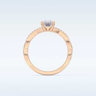 0.83 CT Criss Cross & Pave Engagement Ring Featuring Oval Moissanite
