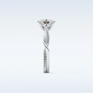 0.83 CT Criss Cross & Pave Engagement Ring Featuring Oval Moissanite