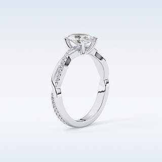 0.83 CT Criss Cross & Pave Engagement Ring Featuring Oval Moissanite