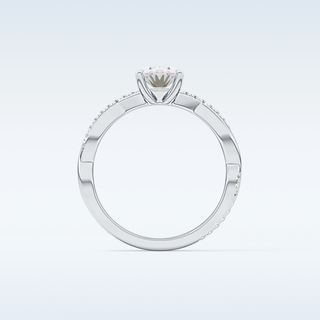 0.83 CT Criss Cross & Pave Engagement Ring Featuring Oval Moissanite