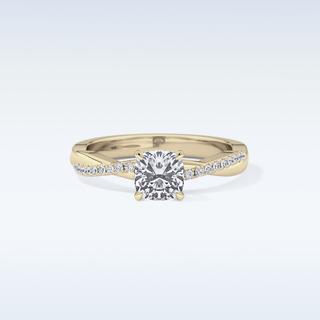 0.86 CT Criss Cross & Pave Engagement Ring Featuring Cushion Moissanite