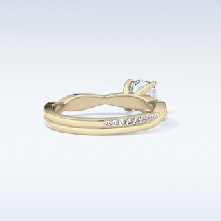 0.86 CT Criss Cross & Pave Engagement Ring Featuring Cushion Moissanite