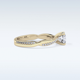 0.86 CT Criss Cross & Pave Engagement Ring Featuring Cushion Moissanite