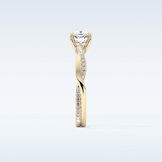 0.86 CT Criss Cross & Pave Engagement Ring Featuring Cushion Moissanite