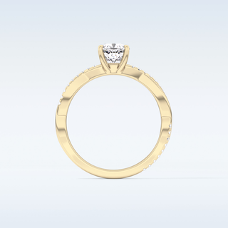 0.86 CT Criss Cross & Pave Engagement Ring Featuring Cushion Moissanite