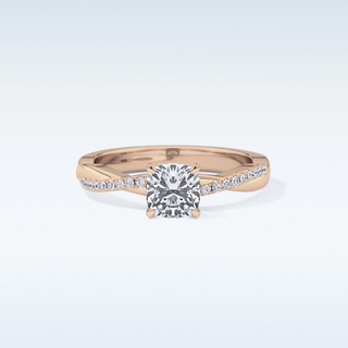 0.86 CT Criss Cross & Pave Engagement Ring Featuring Cushion Moissanite