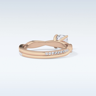 0.86 CT Criss Cross & Pave Engagement Ring Featuring Cushion Moissanite
