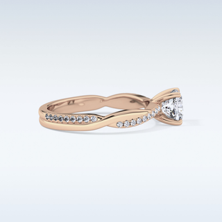 0.86 CT Criss Cross & Pave Engagement Ring Featuring Cushion Moissanite