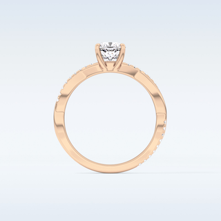 0.86 CT Criss Cross & Pave Engagement Ring Featuring Cushion Moissanite