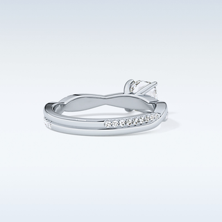 0.86 CT Criss Cross & Pave Engagement Ring Featuring Cushion Moissanite
