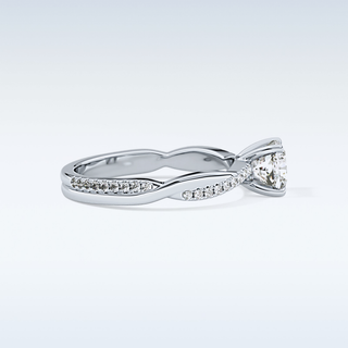 0.86 CT Criss Cross & Pave Engagement Ring Featuring Cushion Moissanite