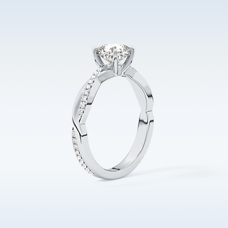 0.86 CT Criss Cross & Pave Engagement Ring Featuring Cushion Moissanite