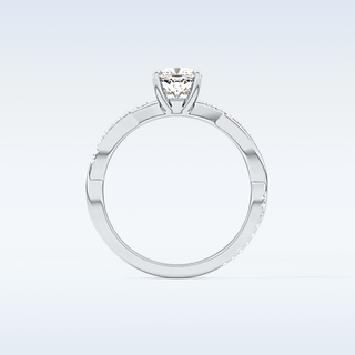 0.86 CT Criss Cross & Pave Engagement Ring Featuring Cushion Moissanite