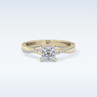 0.78 CT Criss Cross & Pave Engagement Ring Featuring Princess Moissanite