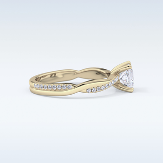 0.78 CT Criss Cross & Pave Engagement Ring Featuring Princess Moissanite