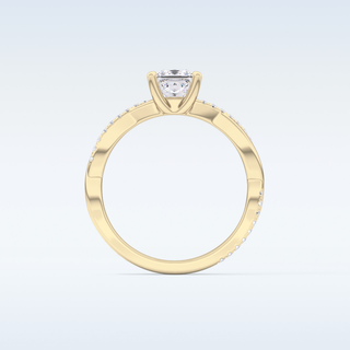 0.78 CT Criss Cross & Pave Engagement Ring Featuring Princess Moissanite