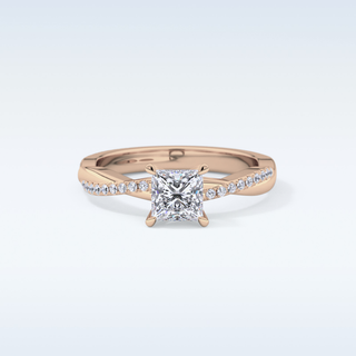 0.78 CT Criss Cross & Pave Engagement Ring Featuring Princess Moissanite