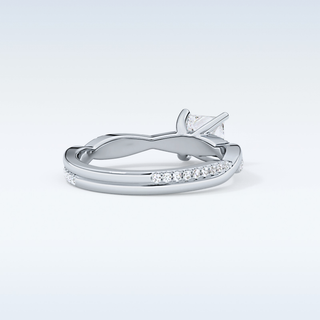 0.78 CT Criss Cross & Pave Engagement Ring Featuring Princess Moissanite