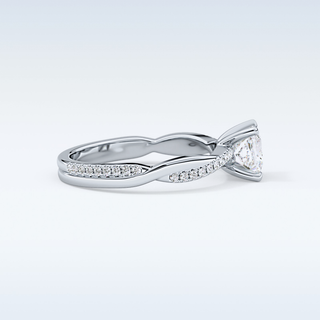 0.78 CT Criss Cross & Pave Engagement Ring Featuring Princess Moissanite