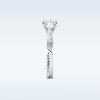 0.78 CT Criss Cross & Pave Engagement Ring Featuring Princess Moissanite
