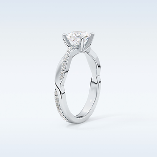 0.78 CT Criss Cross & Pave Engagement Ring Featuring Princess Moissanite