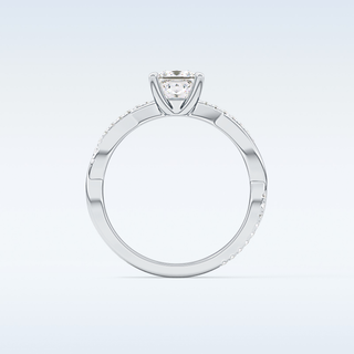 0.78 CT Criss Cross & Pave Engagement Ring Featuring Princess Moissanite