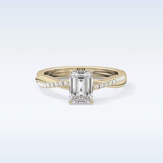 1.02 CT Criss Cross & Pave Engagement Ring Featuring Emerald Moissanite