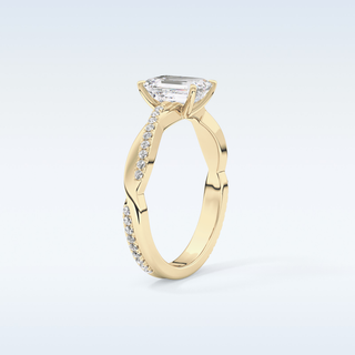 1.02 CT Criss Cross & Pave Engagement Ring Featuring Emerald Moissanite