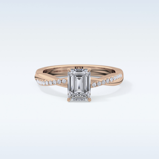 1.02 CT Criss Cross & Pave Engagement Ring Featuring Emerald Moissanite