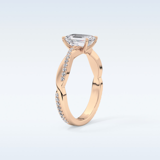 1.02 CT Criss Cross & Pave Engagement Ring Featuring Emerald Moissanite