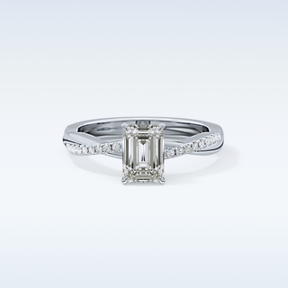 1.02 CT Criss Cross & Pave Engagement Ring Featuring Emerald Moissanite