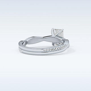 1.02 CT Criss Cross & Pave Engagement Ring Featuring Emerald Moissanite