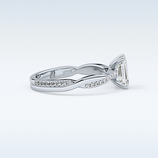 1.02 CT Criss Cross & Pave Engagement Ring Featuring Emerald Moissanite