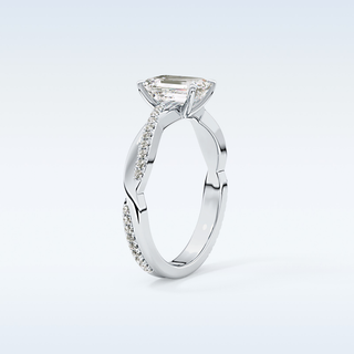 1.02 CT Criss Cross & Pave Engagement Ring Featuring Emerald Moissanite