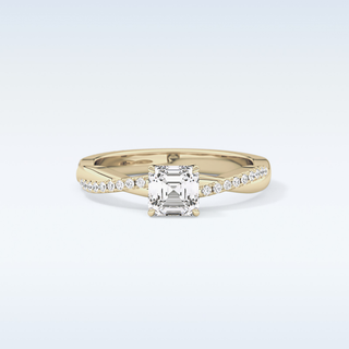 0.65 CT Criss Cross & Pave Engagement Ring Featuring Asscher Moissanite 7