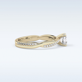 0.65 CT Criss Cross & Pave Engagement Ring Featuring Asscher Moissanite 9