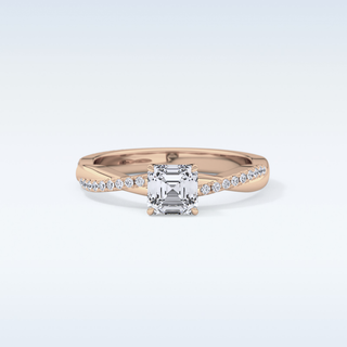 0.65 CT Criss Cross & Pave Engagement Ring Featuring Asscher Moissanite 13