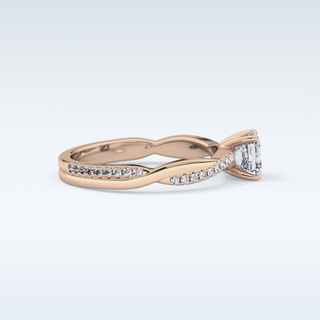 0.65 CT Criss Cross & Pave Engagement Ring Featuring Asscher Moissanite 15